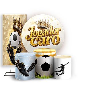 Capas Painel Redondo Trio Cilindro e Faixa Lateral Sublimado - Futebol Jogador Caro
