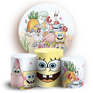 Capas Painel Redondo e Trio Cilindro Sublimado - Bob Esponja
