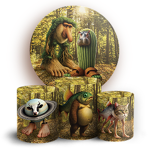 Capas Painel Redondo e Trio Cilindro Sublimado - Brainrot