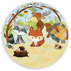 Capa Painel Redondo Sublimado - Animais Bosque
