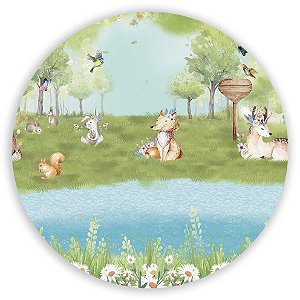 Capa Painel Redondo Sublimado - Animais Bosque