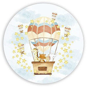 Capa Painel Redondo Sublimado - Animais Bosque Balao