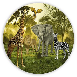Capa Painel Redondo Sublimado - Animais Safari