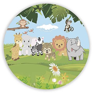 Capa Painel Redondo Sublimado - Animais Safari
