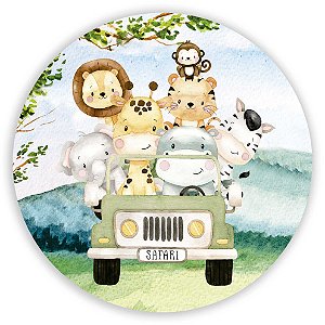 Capa Painel Redondo Sublimado - Animais Safari