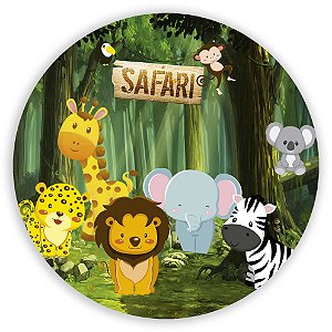 Capa Painel Redondo Sublimado - Animais Safari