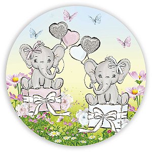 Capa Painel Redondo Sublimado - Elefante Revelação
