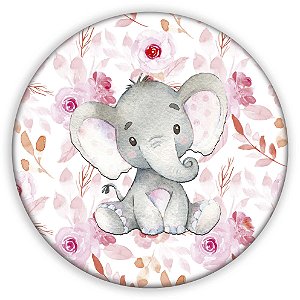 Capa Painel Redondo Sublimado - Elefante Rosa