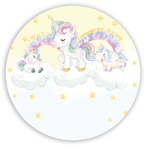 Capa Painel Redondo Sublimado - Unicornio