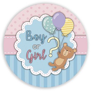 Capa Painel Redondo Sublimado - Ursinho Revelação Girl Boy