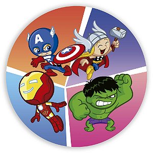 Capa Painel Redondo Sublimado - Vingadores Cute