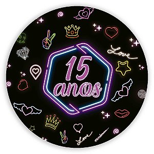 Capa Painel Redondo Sublimado - 15 anos