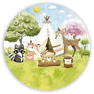 Capa Painel Redondo Sublimado - Animais Bosque