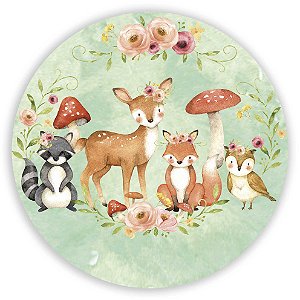 Capa Painel Redondo Sublimado - Animais Bosque