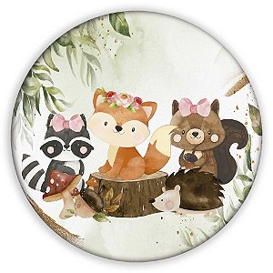 Capa Painel Redondo Sublimado - Animais Bosque