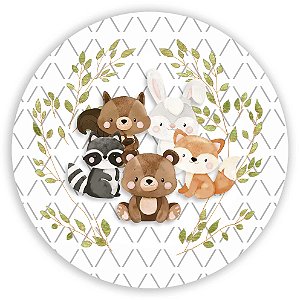 Capa Painel Redondo Sublimado - Animais Bosque