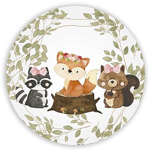 Capa Painel Redondo Sublimado - Animais Bosque