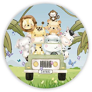 Capa Painel Redondo Sublimado - Animais Safari