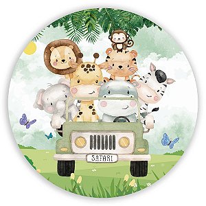 Capa Painel Redondo Sublimado - Animais Safari