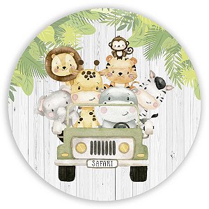 Capa Painel Redondo Sublimado - Animais Safari
