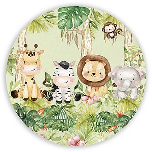 Capa Painel Redondo Sublimado - Animais Safari