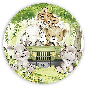 Capa Painel Redondo Sublimado - Animais Safari
