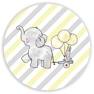 Capa Painel Redondo Sublimado - Elefante Amarelo