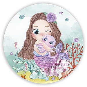 Capa Painel Redondo Sublimado - Sereia