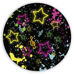 Capa Painel Redondo Sublimado - Estrelas Neon Grunge