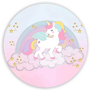 Capa Painel Redondo Sublimado - Unicornio