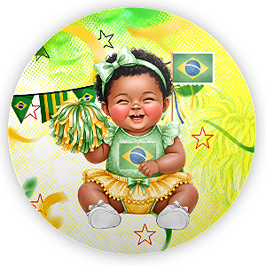 Capa Painel Redondo Sublimado - Brasil Copa do Mundo Baby