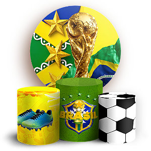 Capas Painel Redondo e Trio Cilindro Sublimado - Copa do Mundo Brasil