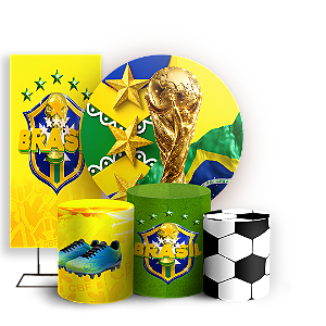 Capas Painel Redondo Trio Cilindro e Faixa Lateral Sublimado - Copa do Mundo Brasil
