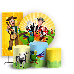 Capas Painel Redondo Trio Cilindro e Faixa Lateral Sublimado - Fazendinha do Zenom