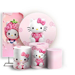 Capas Painel Redondo Trio Cilindro e Faixa Lateral Sublimado - Hello Kitty