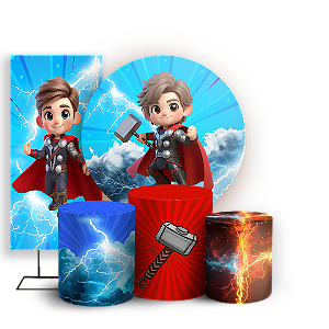 Capas Painel Redondo Trio Cilindro e Faixa Lateral Sublimado - Herois Thor Baby