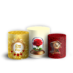 Capas Trio Cilindro Sublimado Vest Facil - Bela e a Fera