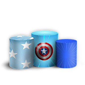Capas Trio Cilindro Sublimado Vest Facil - Herois Capitão America