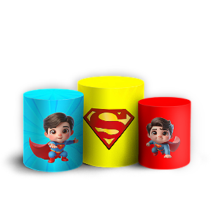 Capas Trio Cilindro Sublimado Vest Facil - Herois Super Homem Baby