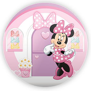 Capa Painel Redondo Sublimado - Minnie Laços