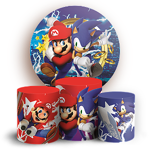 Capas Painel Redondo e Trio Cilindro Sublimado - Mario e Sonic