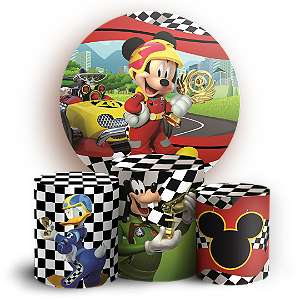 Capas Painel Redondo e Trio Cilindro Sublimado - Mickey Corrida