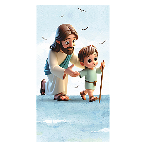 Capa Faixa Lateral Sublimado - Jesus e Crianças