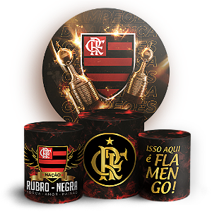 Capas Painel Redondo e Trio Cilindro Sublimado - Time Flamengo