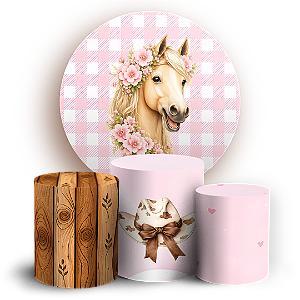 Capas Painel Redondo e Trio Cilindro Sublimado - Cavalo