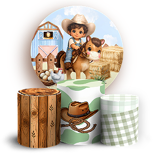 Capas Painel Redondo e Trio Cilindro Sublimado - Fazendinha