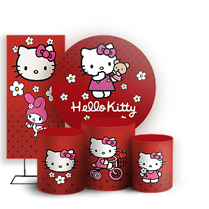Capas Painel Redondo Trio Cilindro e Faixa Lateral Sublimado - Hello Kitty