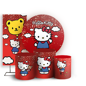 Capas Painel Redondo Trio Cilindro e Faixa Lateral Sublimado - Hello Kitty