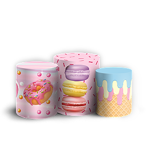 Capas Trio Cilindro Sublimado Veste Fácil - Doces
