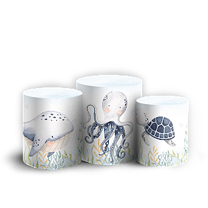 Capas Trio Cilindro Sublimado Veste Fácil - Fundo do Mar